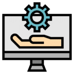 tech support hand gear icon